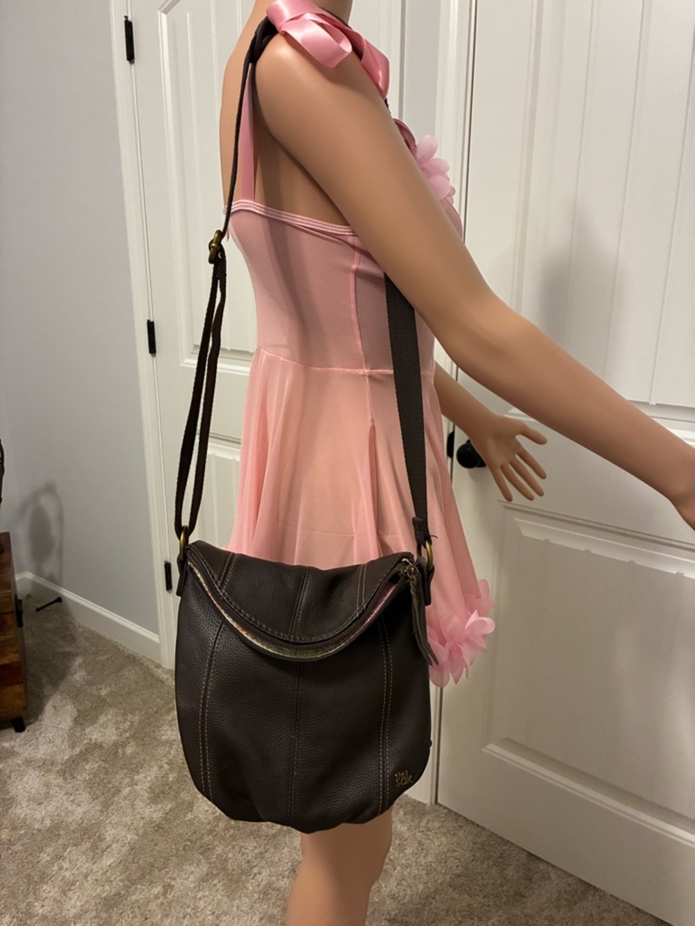 Classic Pebbled Leather Hobo Shoulder Bag - Brown by Sak.